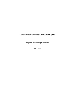 Regional Transitway Guidelines Technical Report May 2011 1