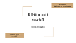 Bollettino Novità Marzo 2021