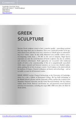 Greek Sculpture Nigel Spivey Frontmatter More Information