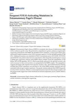 Frequent FOXA1-Activating Mutations in Extramammary Paget's Disease