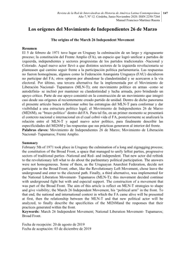 Los Orígenes Del Movimiento De Independientes 26 De Marzo