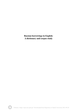 Russian Borrowings in English: a Dictionary and Corpus Study