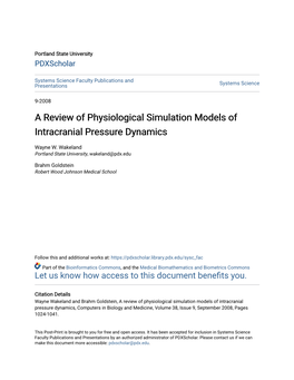 A Review of Physiological Simulation Models of Intracranial Pressure Dynamics