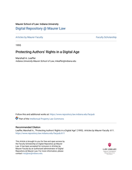 Protecting Authors' Rights in a Digital Age