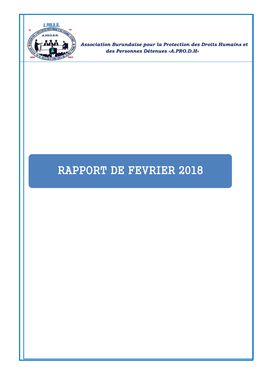 Rapport De Fevrier 2018