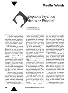 Telephone Psychics: Friends Or Phonies?