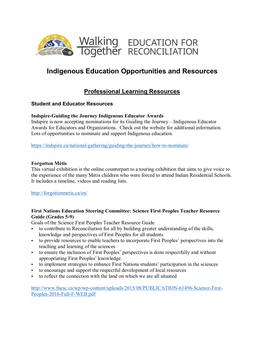 Indigenous Education Opportunities and Resources