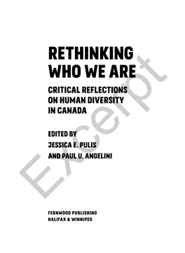 Rethinking Who We Are Critical Reflections on Human Diversity in Canada