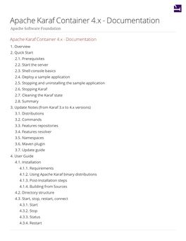 Apache Karaf Container 4.X - Documentation Apache Software Foundation