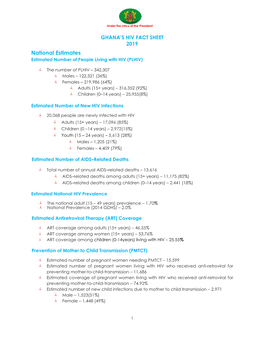 Ghana's Hiv Fact Sheet 2019