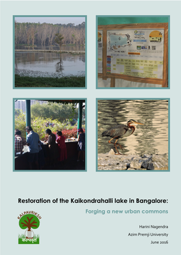 Restoration of the Kaikondrahalli Lake in Bangalore: Forging a New Urban Commons