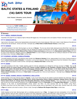 Baltic States & Finland (14) Days Tour