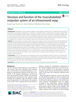 Structure and Function of the Musculoskeletal Ovipositor System of an Ichneumonid Wasp Benjamin Eggs1*† , Annette I