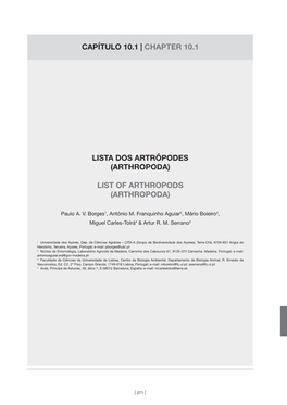 Lista Dos Artrópodes (Arthropoda) List Of