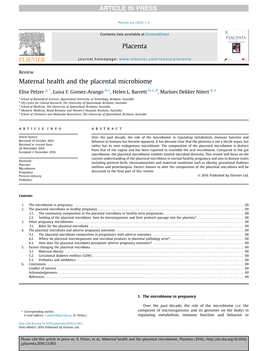 Maternal Health and the Placental Microbiome