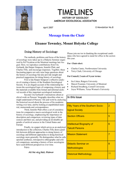 Timelines History of Sociology American Sociological Association