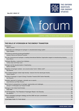 The Role of Hydrogen in the Energy Transition