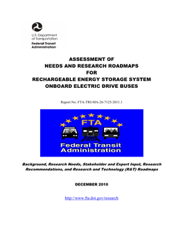 Assessment of Needs and Research Roadmaps for Rechargeable Energy Storage System Onboard Electric Drive Buses