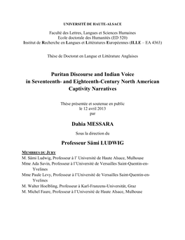 Puritan Discourse and Indian Voice in Seventeenth- and Eighteenth-Century North American Captivity Narratives