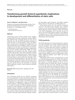 Transforming Growth Factor- Β Superfamily, Implications In