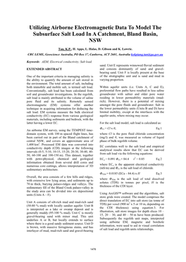 Utilizing Airborne Electromagnetic Data to Model the Subsurface Salt Load in a Catchment, Bland Basin, NSW