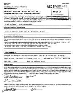 RECEIV National Park Service NATIONAL REGISTER of HISTORIC PLACES HAY 191995 MULTIPLE PROPERTY DOCUMENTATION FORM