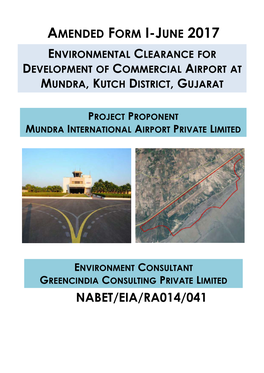 Nabet/Eia/Ra014/041 Form-1 1 for Development of Commercial Airport at Mundra, Kutch District, Gujarat