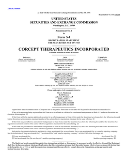 CORCEPT THERAPEUTICS INCORPORATED (Exact Name of Registrant As Specified in Its Charter)