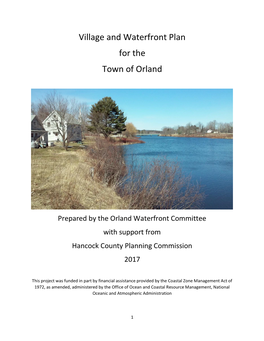 Village and Waterfront Plan for the Town of Orland