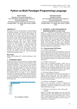 Python As Multi Paradigm Programming Language