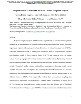 Unique Features of Different Classes of G-Protein-Coupled Receptors