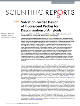 Solvation-Guided Design of Fluorescent Probes for Discrimination of Amyloids Received: 22 January 2018 Kevin J