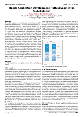 Mobile Application Development-Hottest Segment in Global Market 1Uday Pratap, 2Dr