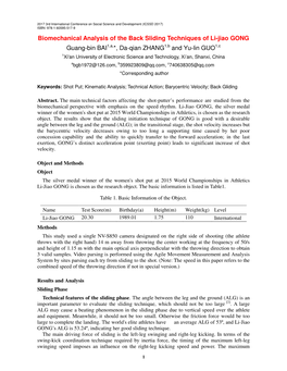 Biomechanical Analysis of the Back Sliding Techniques of Li-Jiao GONG Guang-Bin BAI1,A,*, Da-Qian ZHANG1,B and Yu-Lin GUO1,C