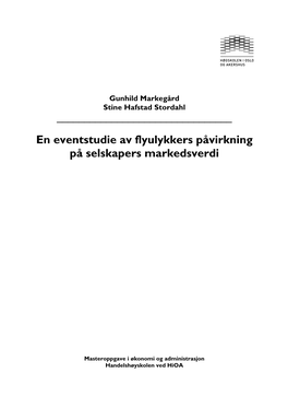 En Eventstudie Av Flyulykkers Påvirkning På Selskapers Markedsverdi