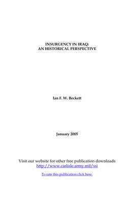 Insurgency in Iraq: an Historical Perspective