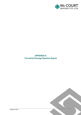 APPENDIX E Terrestrial Ecology Baseline Report