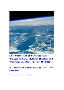 Lake Ontario and St. Lawrence River - Changes in the Institutional Structure and Their Impact on Water Levels, 1950-2001