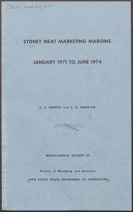 Sydney Meat Marketing Margins January 1971 To