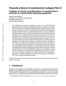 Towards a Theory of Wavefunction Collapse Part 2: Arxiv:1701.01765V3