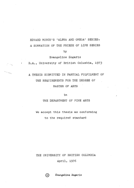 EDVARD MUNCH's 'ALPHA and OMEGA' Seriess