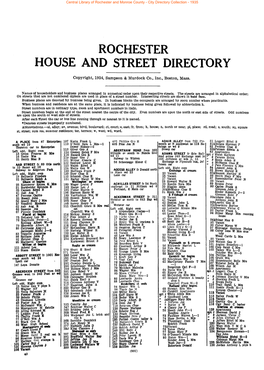 Rochester House and Street Directory
