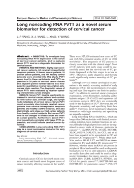 3980-3986-Long Noncoding RNA PVT1 As a Novel Serum Biomarker