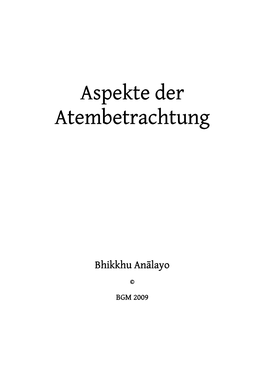 Aspekte Der Atembetrachtung