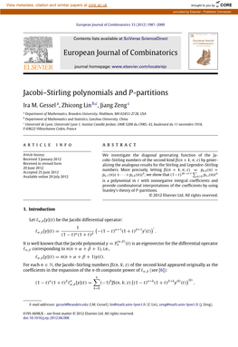 Jacobi–Stirling Polynomials and P-Partitions