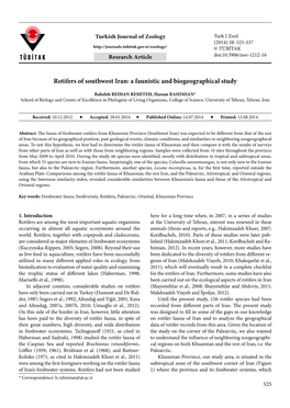 Rotifers of Southwest Iran: a Faunistic and Biogeographical Study