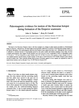 Paleomagnetic During Evidence for Motion of the Hawaiian Hotspot