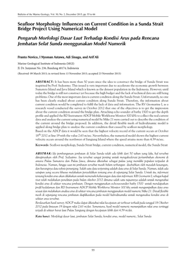 Seafloor Morphology Influences on Current Condition in a Sunda Strait Bridge Project Using Numerical Model Pengaruh Morfologi Da