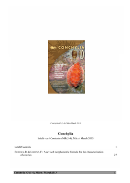 A Revised Morphometric Formula for the Characterization of Cowries