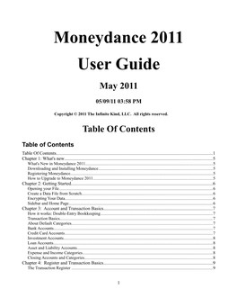 Moneydance 2011 User Guide May 2011